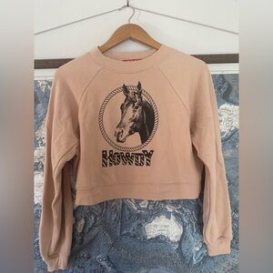 Culk Cropped “Howdy” Horse Sweatershirt Size Small